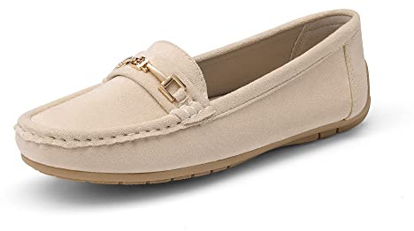 DREAM PAIRS Mocasines Casual de Mujer Plano Loafers Cómodos Primavera Verano Otoño,Size 41,Caqui-Ante,SDLS2205W-NEW-E