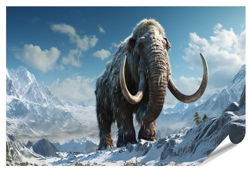 islandburner XXL Bild Poster Wolliges Mammut in einer prähistorischen Eiszeitlandschaft Premium Bilder Fotodruck