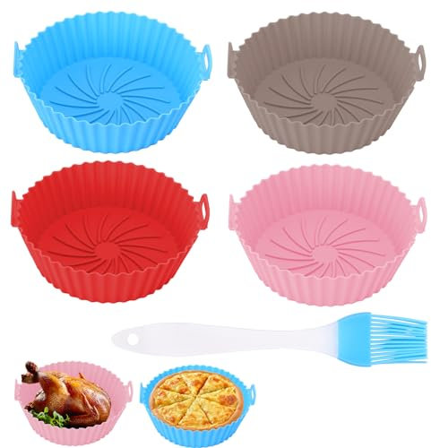 SUNJULY 4 stampi in silicone per friggitrice ad aria calda, stampi riutilizzabili Airfryer in silicone per friggitrice ad aria calda, accessori per friggitrice, forno e microonde