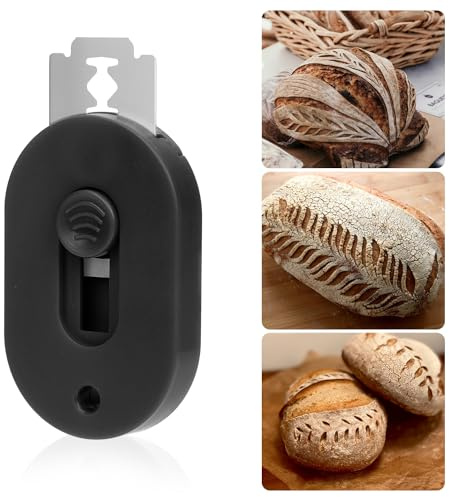 Bröd Halta Verktyg med 5st Bröd Halta Blad, Bröd Halta Deg Hålverktyg Push-Pull Handtag Bröd Deg Cutter Surdeg Värdering Verktyg för Surdegsbakningstillbehör(Svart)