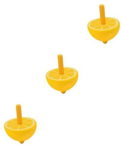 UPKOCH 3stücke Mini Holz Frucht Form Spielzeug Kreisel Bunter Traditioneller Junge Mädchen Kreisel Zitronen-Design Fördert Kreativität Und Motorik Für Unterwegs Für Kleine Entdecker