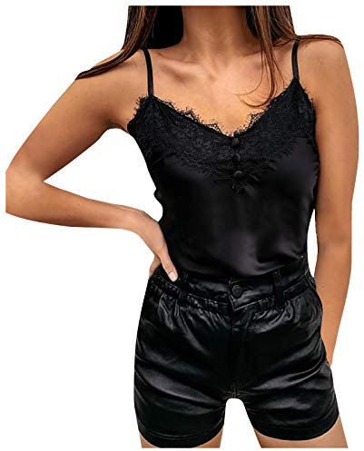 Tops Für Damen Sommer Ärmellos Oberteile Sommer Tanktops V-Ausschnitt Strand Sexy Vest Top Casual Oberteile Einfarbig Weste Sport Tshirt Damen