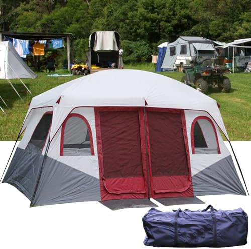 Camping Zelt, 8-13 Person Dome Zelte, wasserdicht, tragbar und einfach aufzubauen, winddichtes Zelt für Familie,Geeignet für Reisen, Familiencamping, Festivals, Parteien, Wandern (Rot)