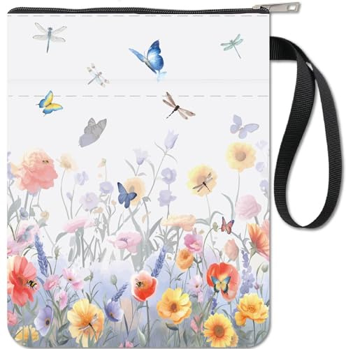craspire Housse de Livre avec Fermeture Éclair pour Les Amateurs de Livres Cadeaux Couverture Rigide Pochette de Livre Étanche Sac de Protection Poche Avant pour Femmes Amis Lecteurs