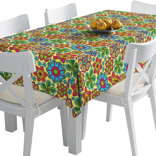 HEKO PANELS Tischdecke Wasserabweisend Abwaschbar 140 x 110 cm Tischtuch Outdoor Gartentischdecke Fleckschutz Tafeldecke Indisches Muster