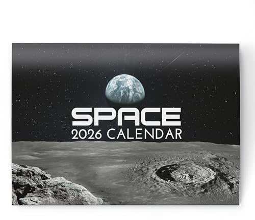 Calendar 2026 Space Astronomy - Galaxy & Night Sky Wall Hanging UK Planner, A3 When Open - Month to View with Large Day Boxes & Cosmic Photos