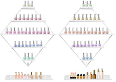 JUUTALK Nagellackregal aus Metall,Nagellack-Halter,Nagellack-Organizer, passend für bis zu 90 Flaschen,Wandmontage,5 Etagen,Wandmontage,für Nagellack, ätherische Öle, Lippenstift