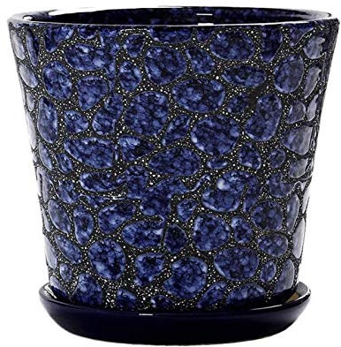 OLSKFUH Maceta Suculenta Extra Grande Maceta De Cactus De Cerámica Maceta De Cactus Bonsai Decorativa Geométrica De Interior Maceta De Jardín De Estilo Chino,Blue-Medium