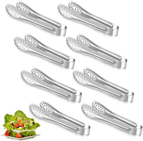 Serving Tongs Buffet, Stainless Steel Food Serving Tongs Salad Tongs-Server Kitchen-Tongs Fryingtongs Kitchen Small Cookingtongs BBQ Tong Buffet Tong for Birthday Wedding Home Party, 8 Pack(6 in)
