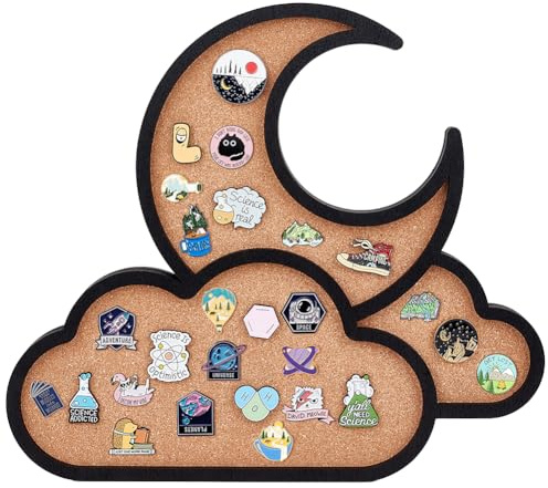 BENECREAT Quadratische Mond Pin Board Kork Board, 26.1x30cm Bulletin Display Board Wand montiert Kork Board mit schwarzem Rahmen für Brosche Pin Storage Display, Büro Haus und Schule Dekoration