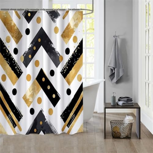 Ljpsse Duschvorhang Gold 240x200cm Beschwerter Saum Wasserdicht Duschvorhänge Waschbar Stoff Shower Curtains Mit Ösen Duschvorhangringe Faltbarer Bad Curtain Badewanne Badezimmer Vorhang Gardinen 502