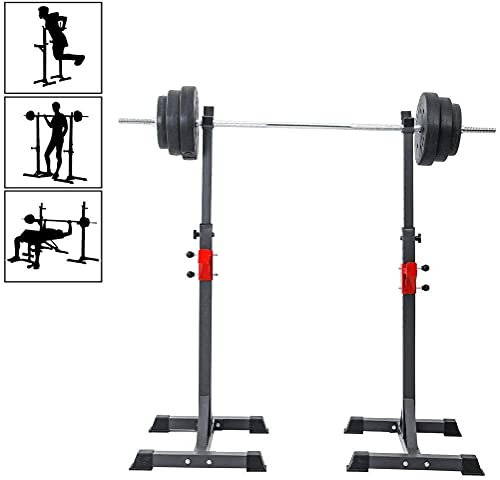 JFNHUTL Langhantelständer, Dip-Ständer, Langhantelständer, Gewichtheberständer, Fitnessstudio, Verstellbarer Kniebeugenständer, Heim-Fitnessstudio-Bankständer, multifunktionaler