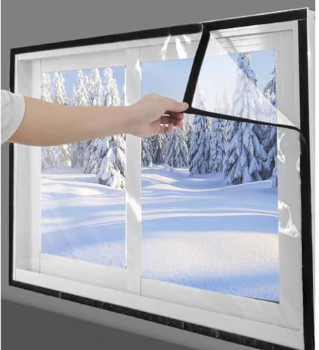 125 x 165 cm, Fensterisolierfolie, Sekundärverglasungs-Set für Fenster, thermische Fensterfolie, isolierende Schrumpffolie für Fenster, transparent, wetterfest, Fensterisolierungs-Kits