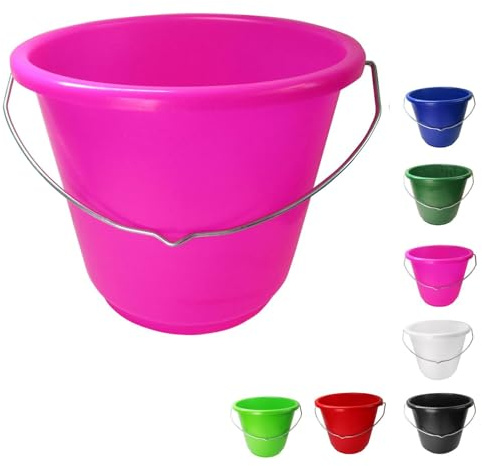 netproshop 12 Liter Eimer Groß mit Skala Lebensmittelecht Futtereimer Haushaltseimer, Farbe:Pink