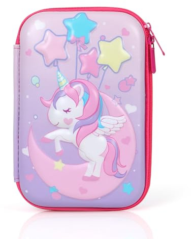 OFFCUP Federmäppchen 3 Fach Federtasche 3D-Eva-Federmäppchen Große Kapazität Etui Stifte Schulmäppchen Federmappe Stiftetasche Mäppchen für Teenager Schule Büro Jungen Mädchen - Einhorn