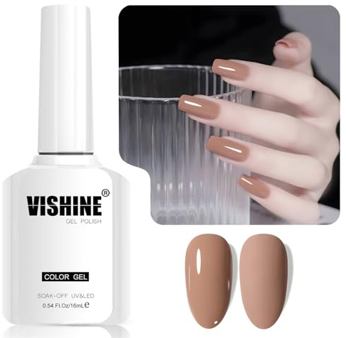 Vishine Light Mocha Smalto Gel Semi-Permanente, 1 pz 16 ml Soak-Off UV LED Smalto Gel per Nail Art & Home Manicure, Colore L333 Moka Chiaro
