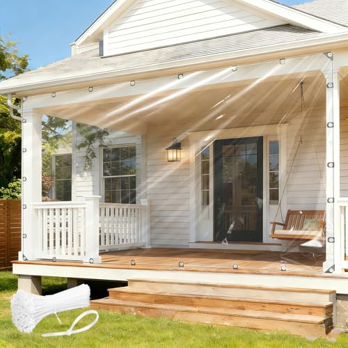 Telone trasparente impermeabile con occhielli, telo multiuso in PVC trasparente, resistente, impermeabile, resistente agli strappi, impermeabile, impermeabile, impermeabile (2.5X3M)