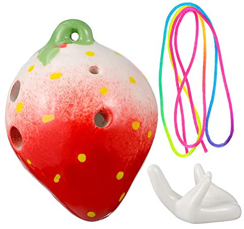 Abaodam Okarina in Erdbeerform Musikinstrument Blockflötenspielzeug Für Kinder Mit Trageband Und Ständer Für Kinderanfänger