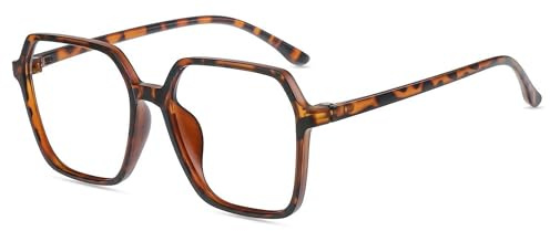 Firmoo Blaulichtfilter Brille Damen Übergroßer quadratischer Rahmen Entspiegelte Brille Computer Brille ohne Sehstärke TR90