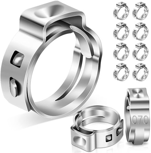 Jeboler Einohrschellen 6-7mm,10 Stk 304 Edelstahl Klemmschellen Ohrschellen | Einohr Schlauchschellen Einzelohr Stufenlose Rohrschellen Schlauchklemme Verstellbare Klemme für Kraftstoffleitung Clip