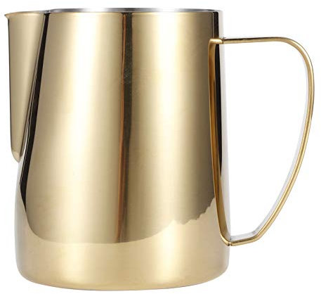 Coffee Jug 304 Stainless Steel Milk Frothing Cup, Multifunction Latte Art Pitcher, Heat‑Resistant Comfortable Grip, Eagle‑Shaped Outlet Design, Food‑Grade Material, Gold (600ml)