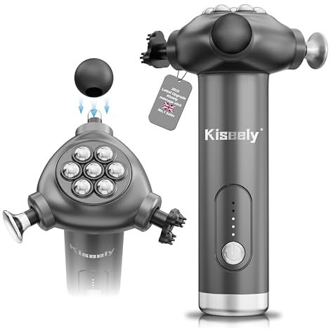 Pistolet de massage des tissus profonds à 5 vitesses, masseur musculaire vibrant – Masseur thérapeutique pour soulager tout le corps, outil de massage par points de déclenchement (Grise VG1)