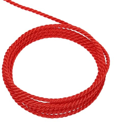 QUARKZMAN Cordón Trenzado Decorativo, 16 Yardas 2mm Cuerda Brillante de 3 Cabos para Manualidades, Bolsas de Regalo, Cortinas y Decoración Navideña, Rojo Intenso - 15m