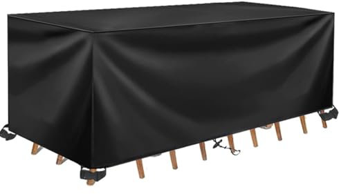 IUCUHE Abdeckung Für Gartenmöbel,Alle Größen,Rechteckig Tischabdeckung Gartenmöbel 220x220x20cmLxBxH Verbessertes 420d Strapazierfähiges Oxford-Gewebe,Plane Für Gartentisch Möbel Terrassenmöbel