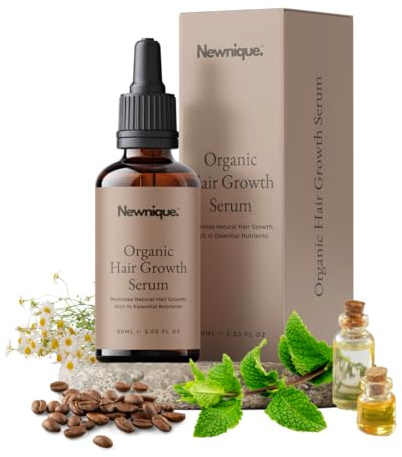 Newnique Organic Hair Growth Serum – Rosemary & Biotin Hair Care for Thicker, Fuller Feel with Saw Palmetto – Natural Hair Oil for Dry Damaged Hair – Natural Hair Growth Oil for Women & Men