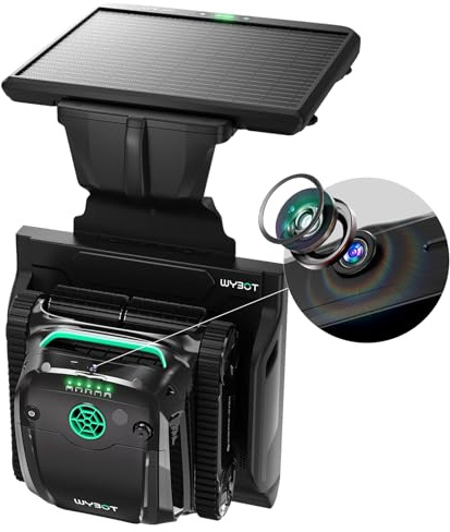 WYBOT S2 Solar Vision Robot Piscine sans Fil, caméra IA, Chargement Solaire, Retour et Charge automatiques, Nettoyage planifié amélioré, Nettoyage Partiel De Précision (Noir)