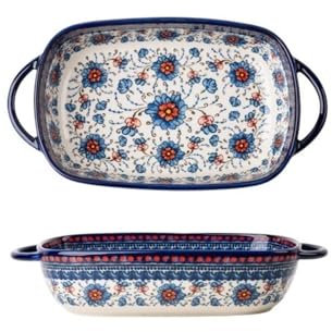 yixinzi-2024 Fuente para Hornear Vajilla de cerámica Vintage de 730 ml, Cuenco con asa for Uso doméstico, Bandeja for Hornear de Doble asa Bandeja para Hornear