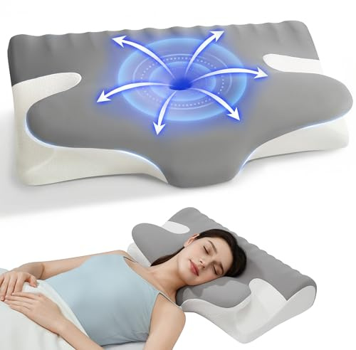 Winthome Memory Foam Pillow for Neck Pain, Restorative Sleep Cervical Pillow, 60D Slow Rebound Ergonomic Pillow with Removable Cover