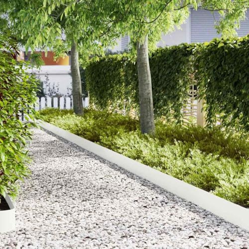 Bordure de pelouse blanche - Longueur : 100 cm - Hauteur : 20 cm - Épaisseur : 0,5 cm - Bordure de jardin pour délimiter clairement les pelouses et parterres de fleurs