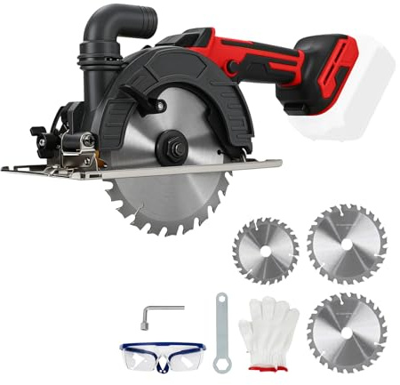 6 Inch Cordless Circular Saw Compatible with Milwaukee M18, 6300 RPM Brushless Circular Saws with 3 Blades 150mm&125mm, Cutting Depth 50mm, 0-45° Bevel for Wood Plastic Tile Cut (Red)