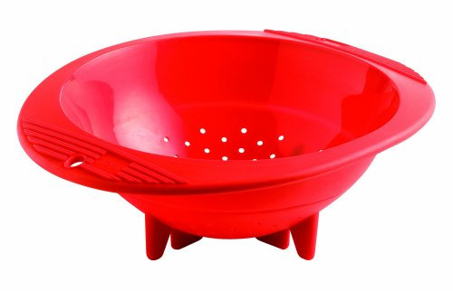Mastrad 3-Quart Silicone Colander/Steam Basket, Red
