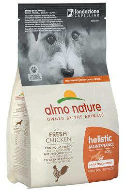 Almo Nature Holistic Maintenance XS-S, Trockenfutter per Cani Adulti mit Frisches Hähnchen | Packung mit 400 g