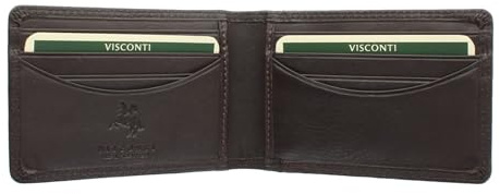 VISCONTI Heritage Collection Nelson kreditkortshållare i läder RFID-blockering HT5, Choklad, One Size, Modern