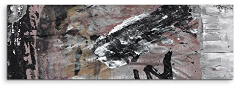 Paul Sinus Art 150x50cm Panoramabild abstrakt Leinwanddruck Kunstdruck Wandbild schwarz grau weiß Grunge