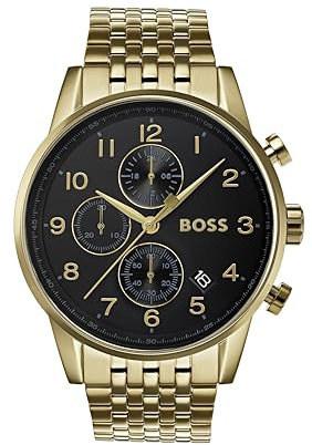 BOSS Chronograph Quartz Watch for Men with Gold Colored Stainless Steel Bracelet - 1513531