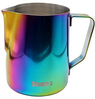 Dianoo Jarra De Leche, Taza De Leche De Acero Inoxidable, Jarra De Espuma De Buen Agarre, Jarra De Café, Máquinas De Café Expreso, Espumador De Leche Y Arte Latte (600 ML), 1pcs - Multicolor