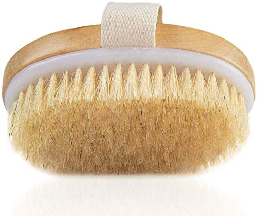Angel Kiss Dry Brushing Body Brush for Lymphatic Drainage - Natural Bristles Dry Brush to Remove Dry Skin and Improves Blood Circulation, Body Exfoliator Scrubber for Glowing Skin - Medium Firmness