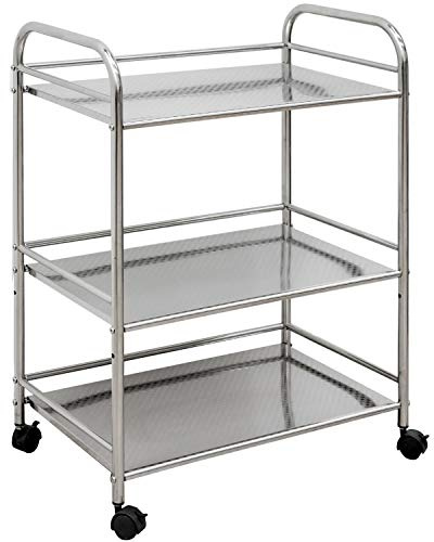 EYEPOWER Edelstahl Küchenwagen 3 Etagen 60x35x77 cm Servierwagen Bad-Rollwagen