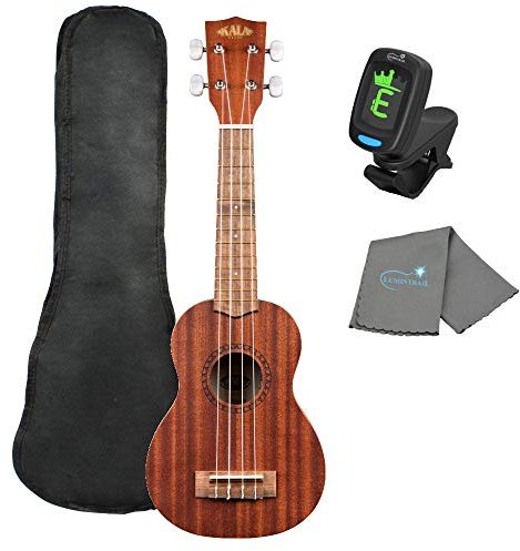 Kala KA-15S Sopran-Set für Ukulele, Satin, Mahagoni, inkl. Kala-Tragetasche, Kala-Tuner und Lumintrail-Poliertuch