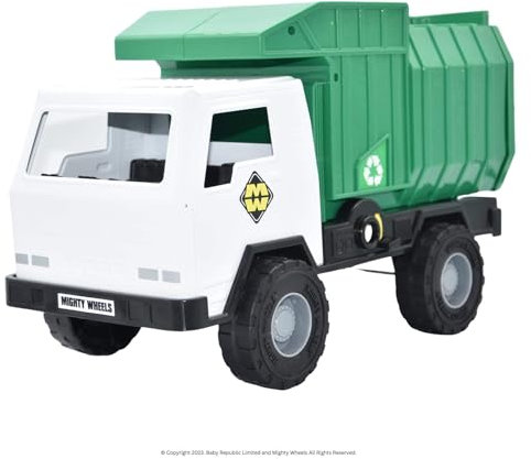 Mighty Wheels Steel Recycling Truck Toy 20 - Large Free-wheeling Toy Truck with Movable Lift Arms and Bin - Durable Steel and Plastic Garbage Truck Toys for 3+ Year Old Boys and Girls