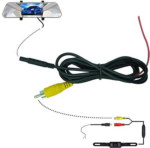 YQMAJIM Câble adaptateur CVBS RCA mâle vers 4 broches femelle pour caméra de recul, compatible avec caméra embarquée ou miroir 4 broches, noir, 1 unité