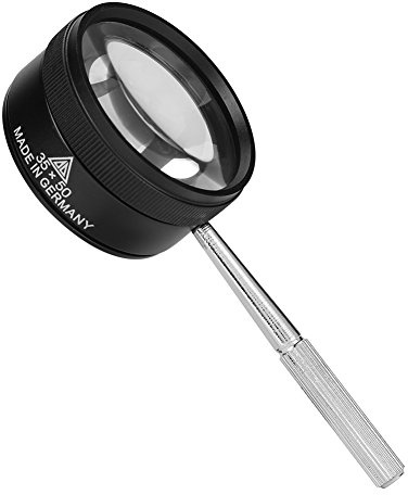 Lupe 35X Metall Leselupe mit Griff Handlupe Optische Juwelierlupe Schmuck Karten Handleselupe Doppelschicht Glaslinse Vergrößerungsglas Inspektion Uhrmacher Handvergrößerungsglas für Münzen Hobby