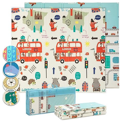 Babify Spielteppich, 176 x 195 x 1,5 cm, faltbar, rutschfest, wendbar, wasserdicht, tragbar