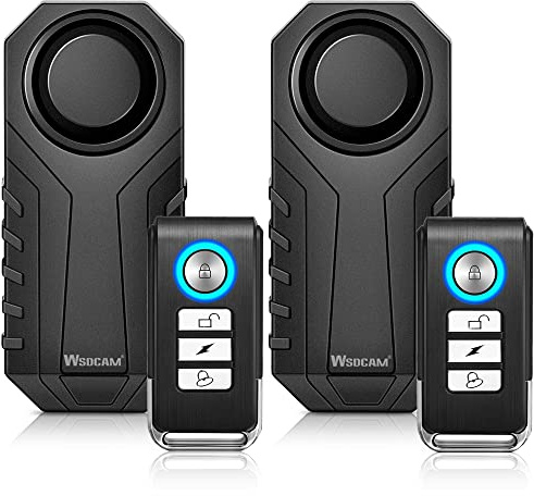 WSDCAM Bike Alarm with Remote 2 Pack, 113dB Wireless Anti-Theft Vibration Motorcycle Bicycle Alarm Vehicle Security Alarm System (Black)