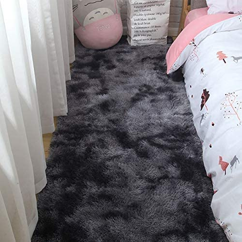 Calore Tappeto Salotto, Peloso Tappeti Moderni Soggiorno, Moderno Tappeto Camera da Letto, Shaggy Tappeti Morbido e Soffice per la Camera (grigio nero, 80 x 120 cm)