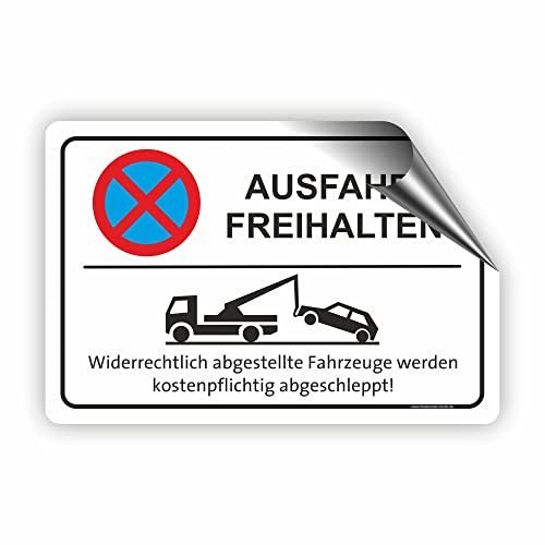 Fassbender-Druck SCHILDER - AUSFAHRT FREIHALTEN - Parken verboten Schild - Schild zum Markieren vom absoluten Parkverbot/Parkverbotsschild - Aluverbundplatte für Ihre Einfahrt (15x10cm Aufkleber)